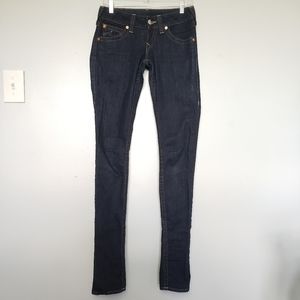 True Religion Dark Wash Flap Pocket Skinny Jeans 26 x 36